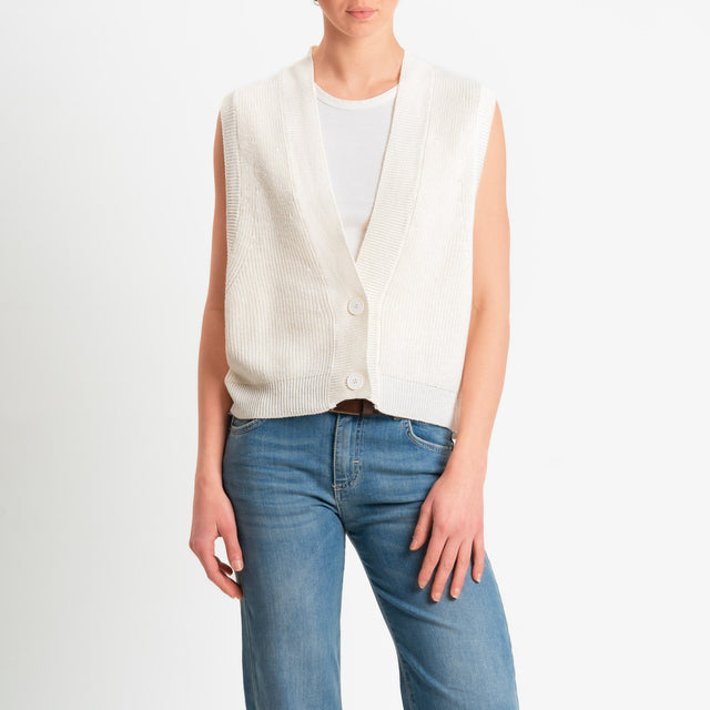 Vicolo-Gilet a coste due bottoni - burro