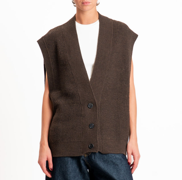 Vicolo-Gilet in maglia misto alpaca - moro