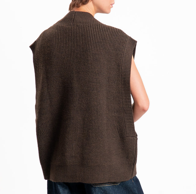 Vicolo-Gilet in maglia misto alpaca - moro