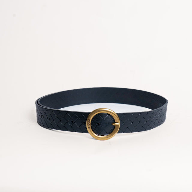Vicolo-Cintura in pelle fibbia anello - nero