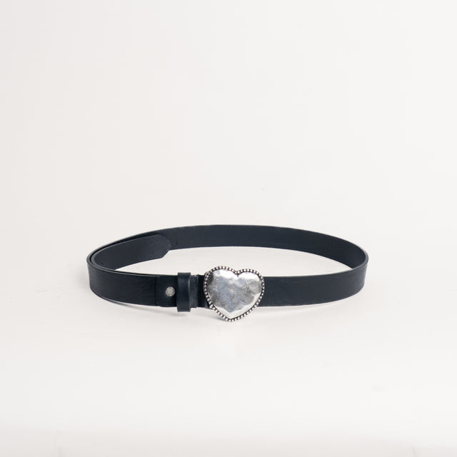 Vicolo-Cintura in pelle fibbia cuore - nero