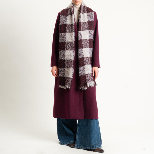 Vicolo-Sciarpa quadri misto lana - vino/taupe