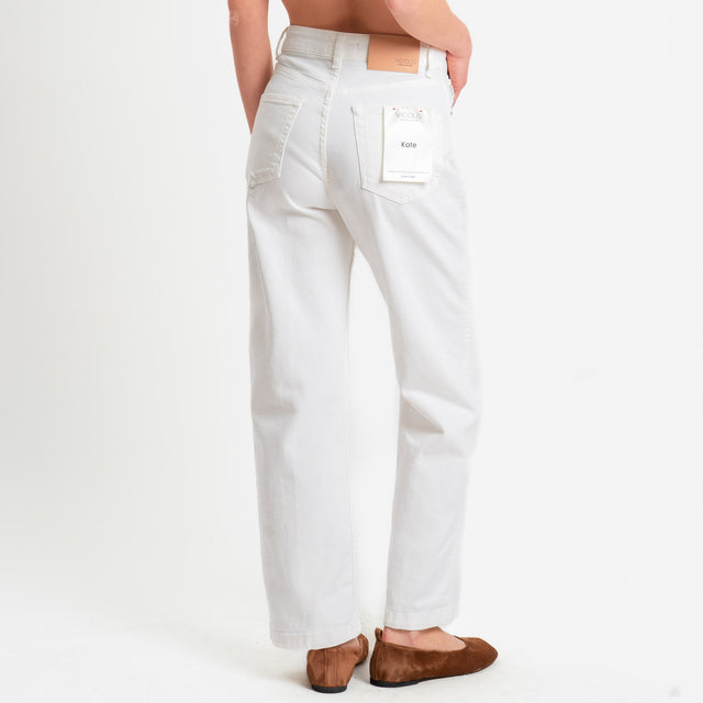 Vicolo-Pantalone KATE straight fit drill elasticizzato - Bianco