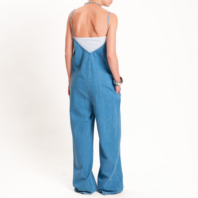 Vicolo-Tuta jeans tasche laterali - denim