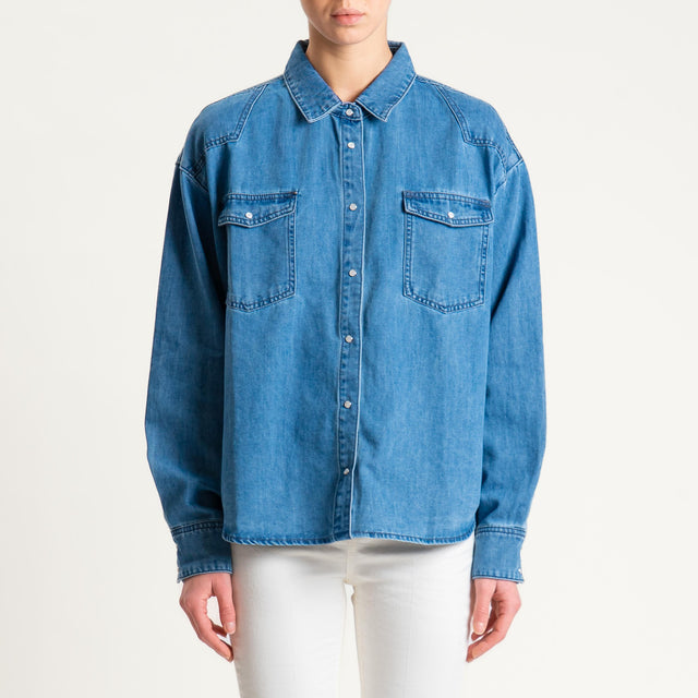 Vicolo- Camicia ASIA bottoni in madreperla - denim