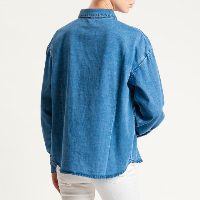 Vicolo- Camicia ASIA bottoni in madreperla - denim