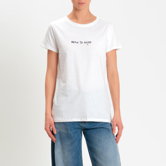 Vicolo-T-shirt "BORN TO SHINE" - bianco/nero