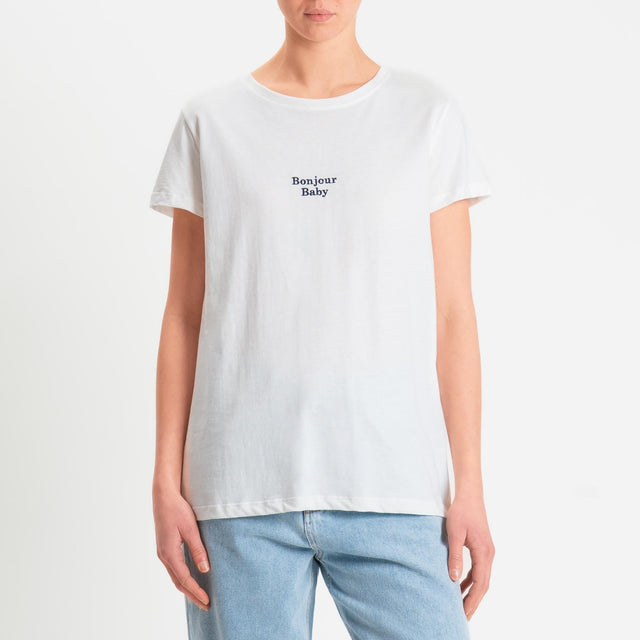 Vicolo-T-shirt "BONJOUR BABY" - bianco