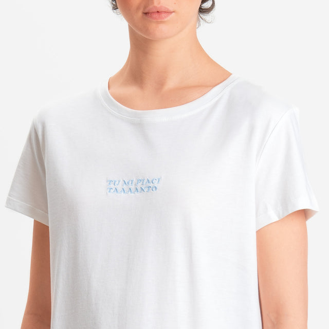Vicolo-T-shirt "TU MI PIACI TAAAANTO" - bianco/celeste