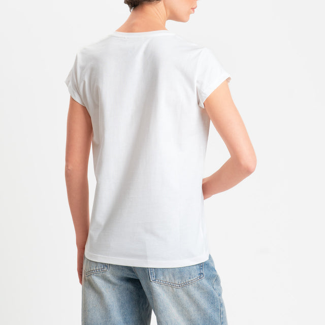 Vicolo-T-shirt stampa auto con strass - bianco