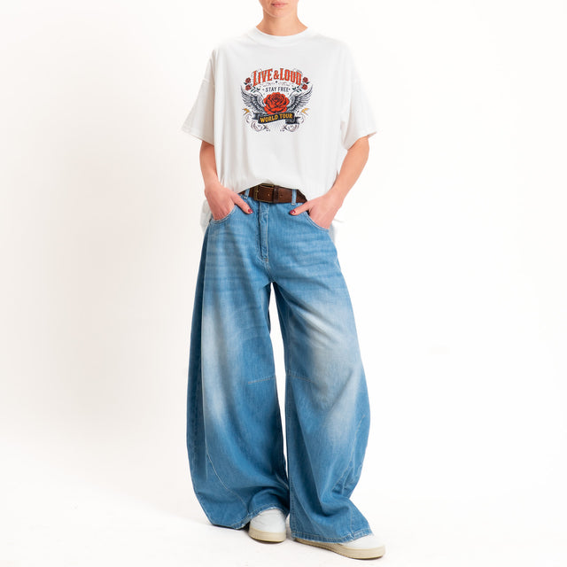 Vicolo-T-shirt stampa "LIVE & LOUD" - bianco