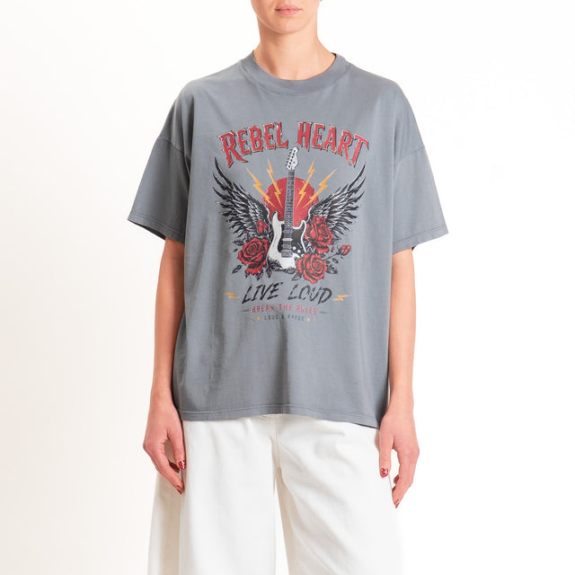 Vicolo-T-shirt stampa "REBEL HEART" - grigio fumo