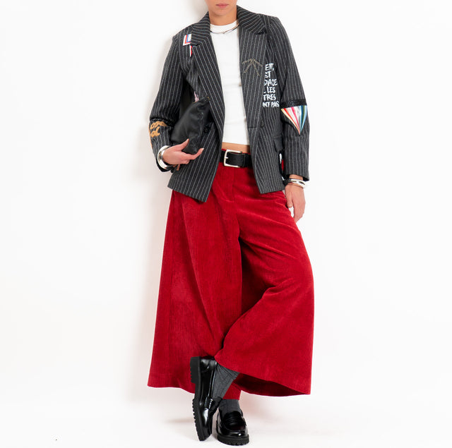 Vicolo-Giacca gessata con patch - nero