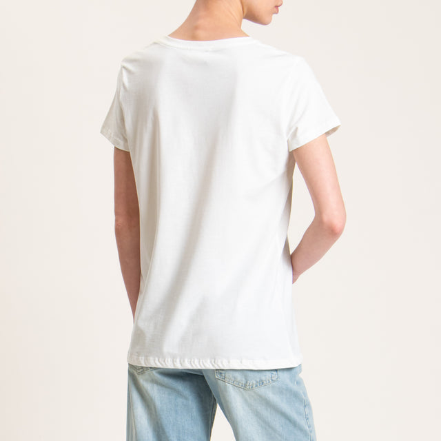 Vicolo-T-shirt stampa fiore - bianco