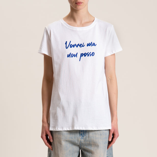 Vicolo-T-shirt "VORREI MA NON POSSO" - bianco/blu