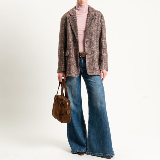 Vicolo-Giacca misto lana con cintura - moro/latte