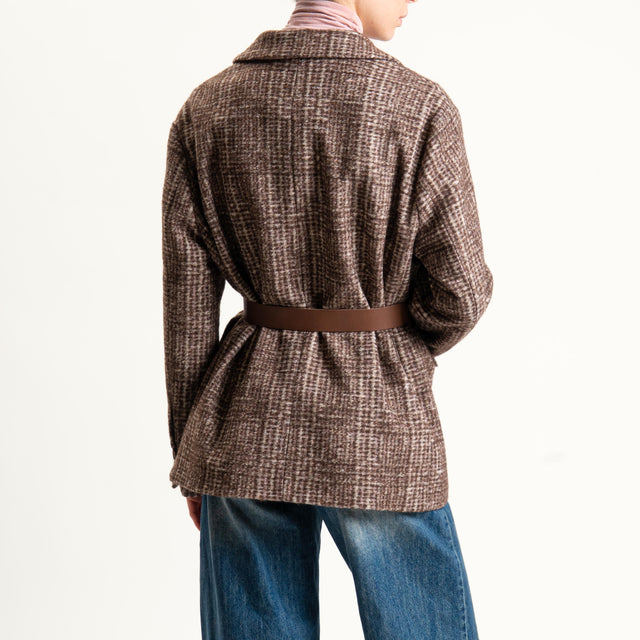 Vicolo-Giacca misto lana con cintura - moro/latte