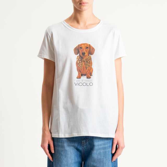 Vicolo-T-shirt stampa DOG con applicazioni - Bianco