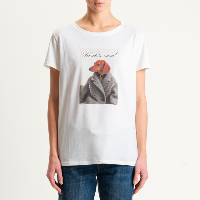 Vicolo-T-shirt stampa DOG"TIMELESS MOOD" - Bianco