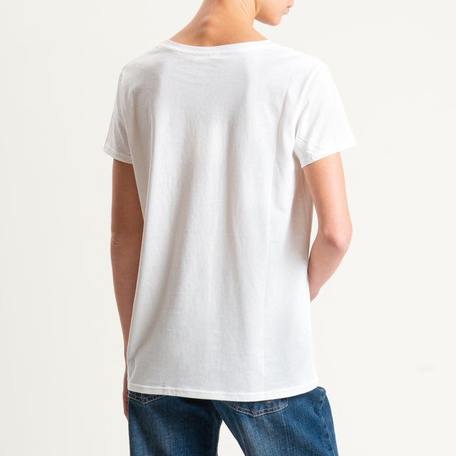 Vicolo-T-shirt stampa DOG"TIMELESS MOOD" - Bianco