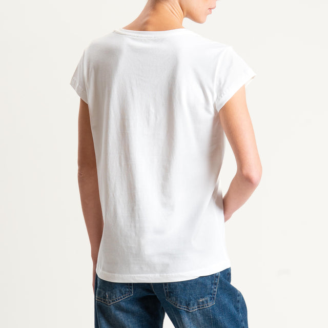 Vicolo-T-shirt stampa "FASHION INVASION" - Bianco