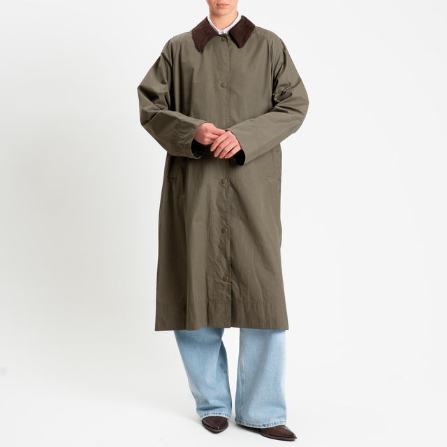 Vicolo-Trench waterproof colletto in velluto - militare