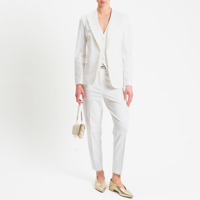 Vicolo-Pantalone punto milano elastico dietro - panna