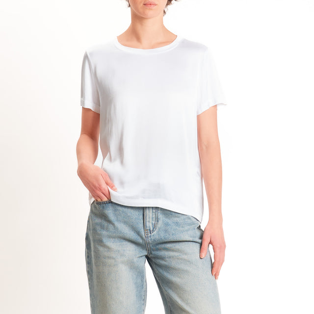Vicolo-Blusa satin elasticizzata mezza manica - bianco