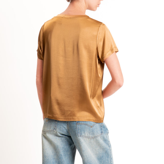 Vicolo-Blusa satin elasticizzata mezza manica - biscotto