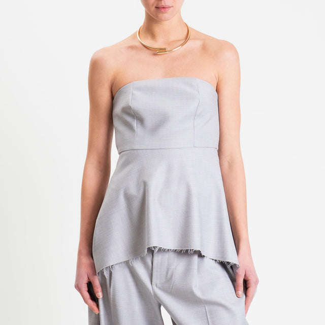 Vicolo-Top a fascia taglio vivo elastico dietro - grigio medio melange