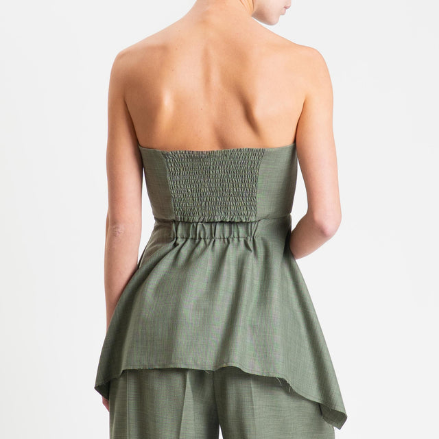 Vicolo-Top a fascia taglio vivo elastico dietro - origano