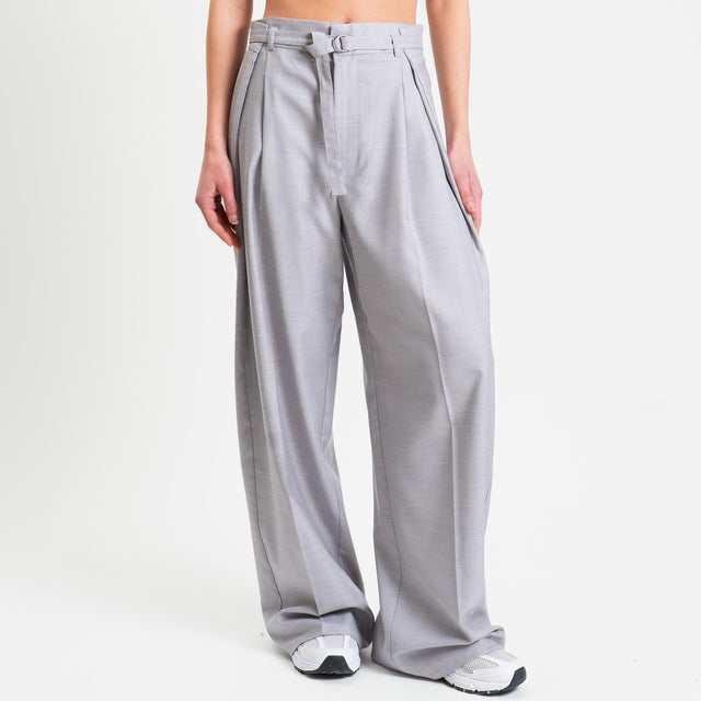 Vicolo-Pantalone pinces con cintura - grigio medio melange