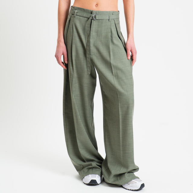 Vicolo-Pantalone pinces con cintura - origano