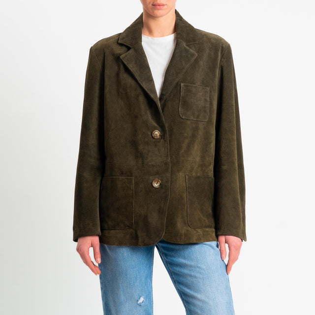 Vicolo-Giacca scamosciata100% genuine leather - militare