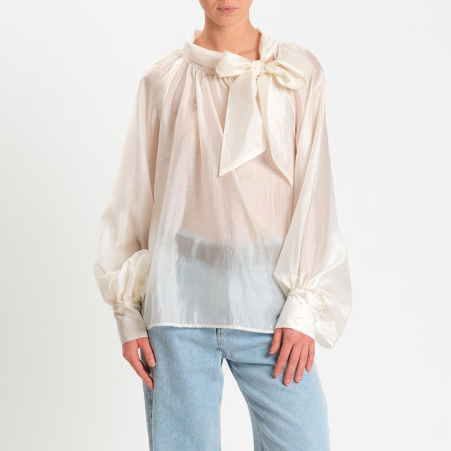 Vicolo-Blusa mussola lyocell manica palloncino - panna