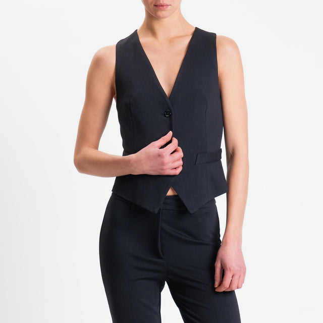 Vicolo-Gilet tre bottoni punto milano - nero
