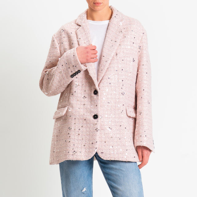 Vicolo-Giacca bouclé con paillettes - rosa