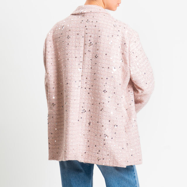 Vicolo-Giacca bouclé con paillettes - rosa