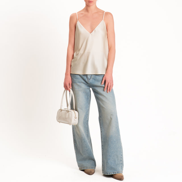 Vicolo-Top satin bretelle regolabili - sand