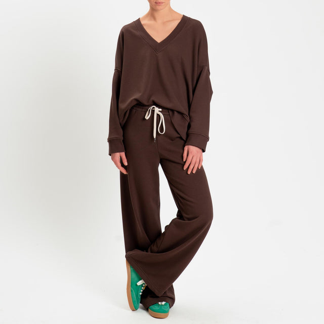 Vicolo-Pantalone in felpa con coulisse - moro