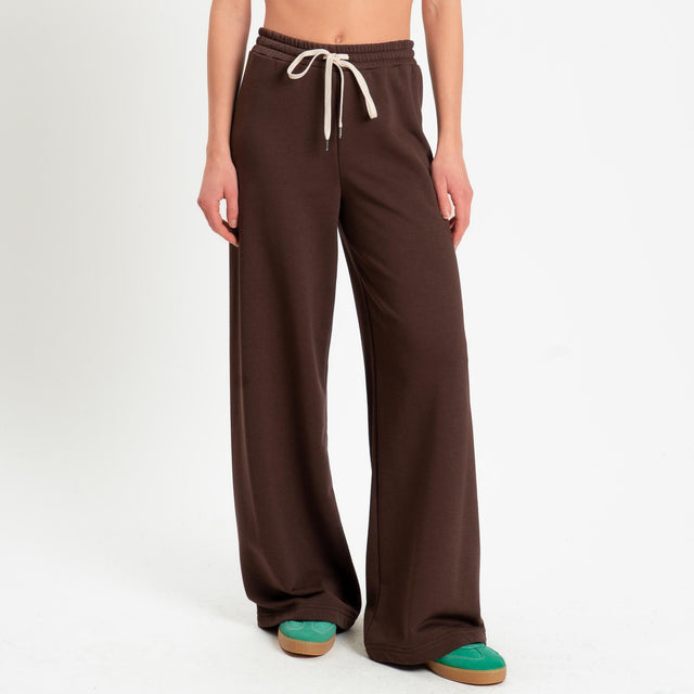 Vicolo-Pantalone in felpa con coulisse - moro