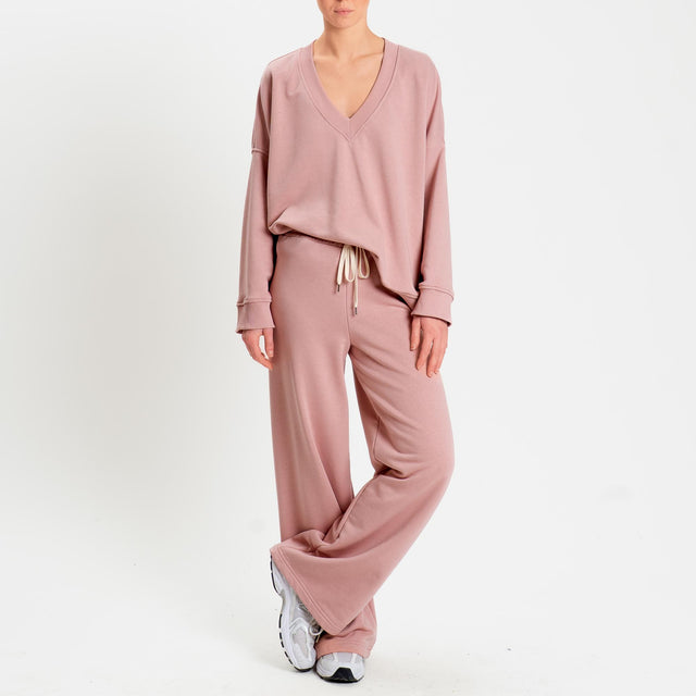 Vicolo-Pantalone in felpa con coulisse - rosa