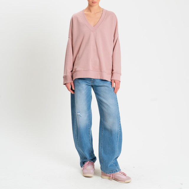 Vicolo-Felpa over scollo v - rosa