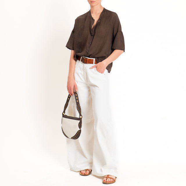 Vicolo-Camicia mussola collo coreana - moro
