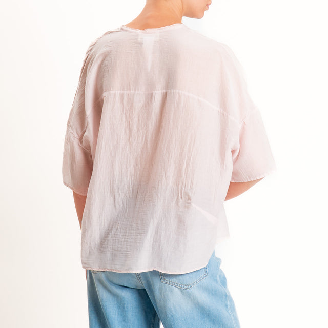 Vicolo-Camicia mussola collo coreana - pink