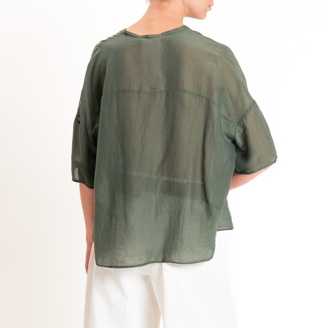 Vicolo-Camicia mussola collo coreana - militare