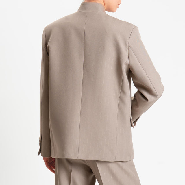 Vicolo-Giacca gessata chiusura con bottone asimmetrico - tortora