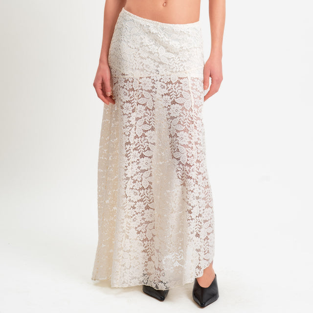 Vicolo-Gonna in pizzo elastico in vita - burro