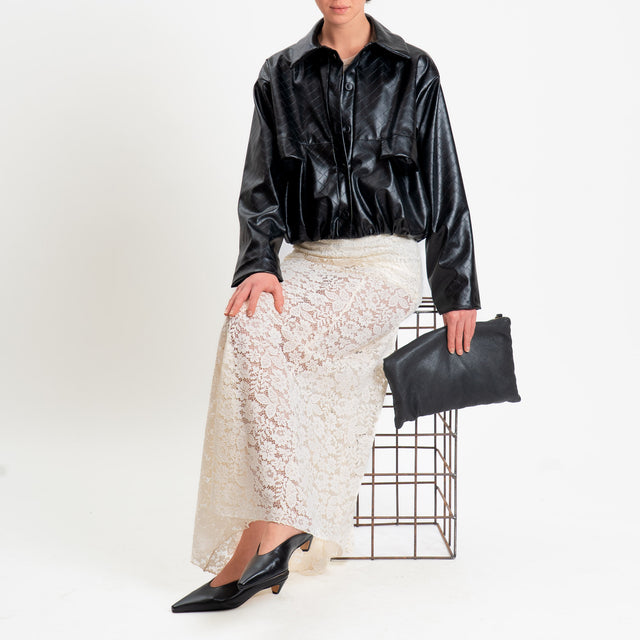 Vicolo-Gonna in pizzo elastico in vita - burro