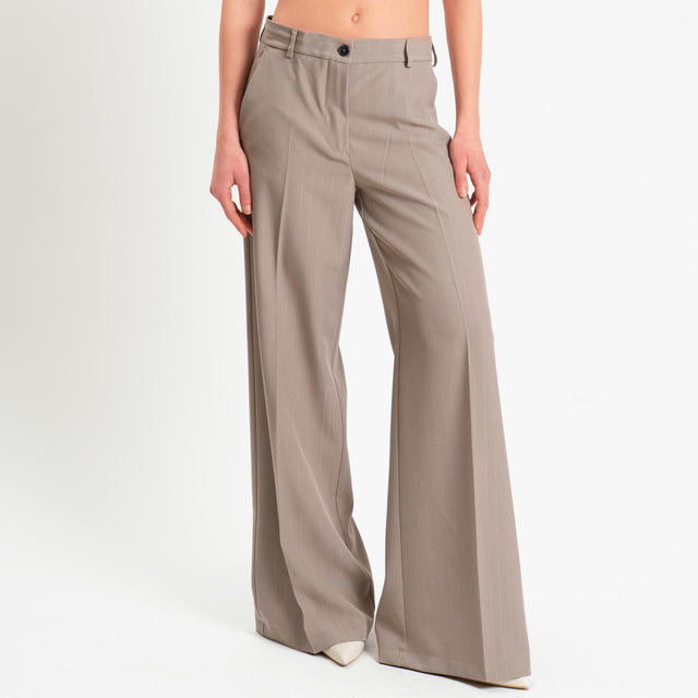 Vicolo-Pantalone gessato wide leg - tortora